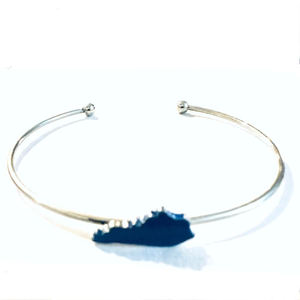Kentucky Blue Enamel Silver Cuff Bracelet